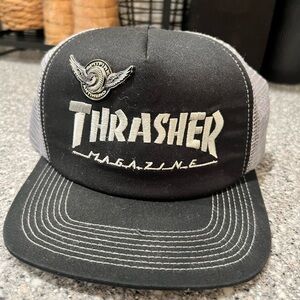 Thrasher Black and Gray Logo Cap Renovable Pin